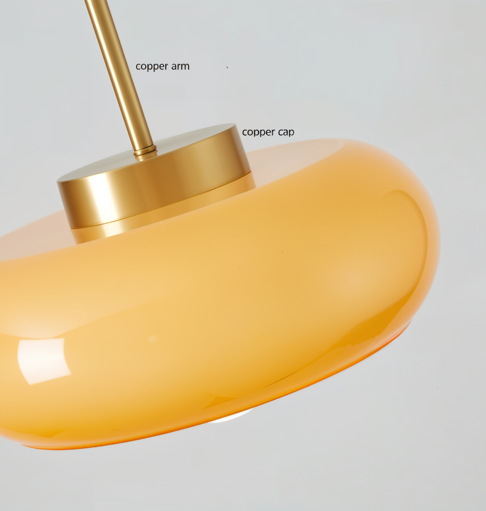 Kupfer-Kuppelleuchte - Retro Orange Weiß Bauhaus LED Pendelleuchte