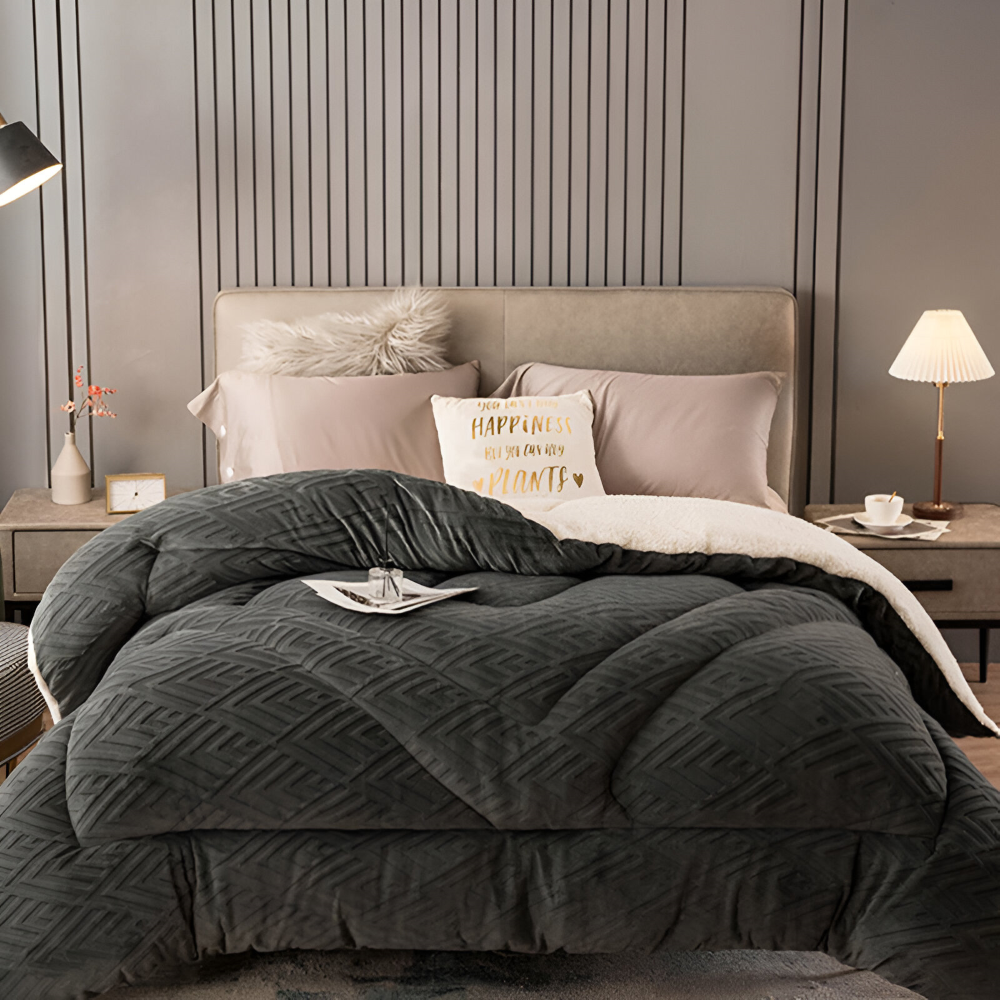 Gemütliche Dicke Sherpa Fleece Bettdecke mit Gestepptem Innenfutter für Ultimativen Komfort