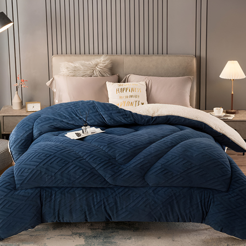 Gemütliche Dicke Sherpa Fleece Bettdecke mit Gestepptem Innenfutter für Ultimativen Komfort