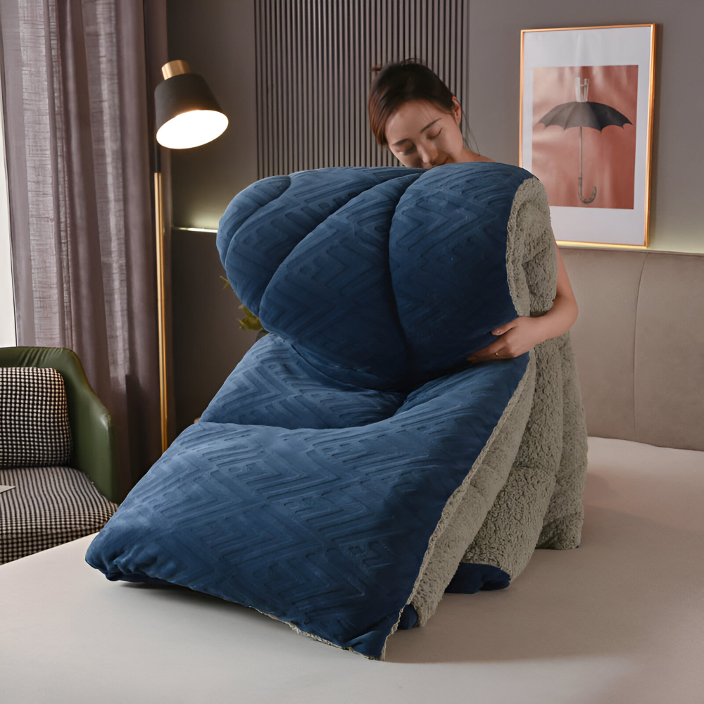 Gemütliche Dicke Sherpa Fleece Bettdecke mit Gestepptem Innenfutter für Ultimativen Komfort