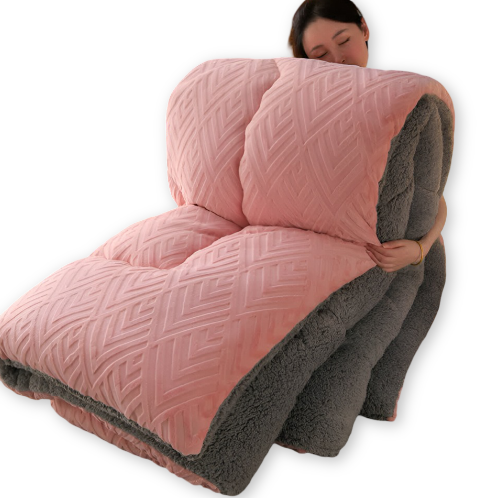 Gemütliche Dicke Sherpa Fleece Bettdecke mit Gestepptem Innenfutter für Ultimativen Komfort