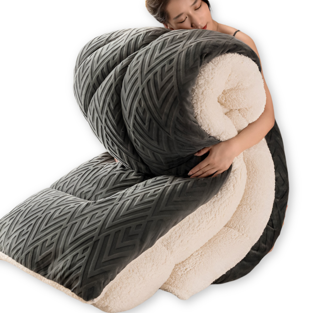 Gemütliche Dicke Sherpa Fleece Bettdecke mit Gestepptem Innenfutter für Ultimativen Komfort