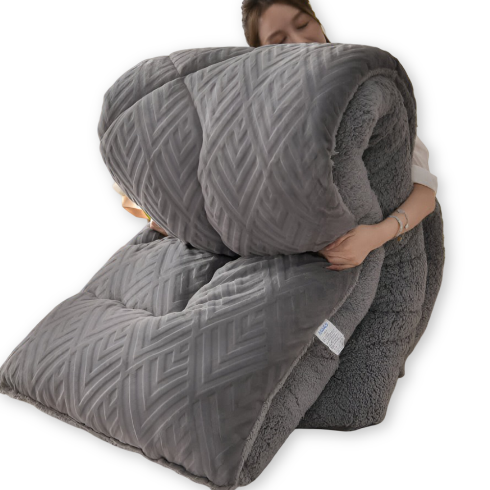 Gemütliche Dicke Sherpa Fleece Bettdecke mit Gestepptem Innenfutter für Ultimativen Komfort