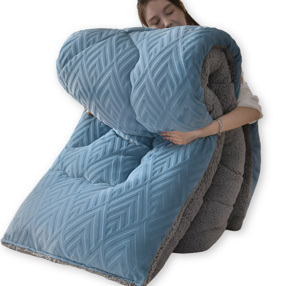 Gemütliche Dicke Sherpa Fleece Bettdecke mit Gestepptem Innenfutter für Ultimativen Komfort