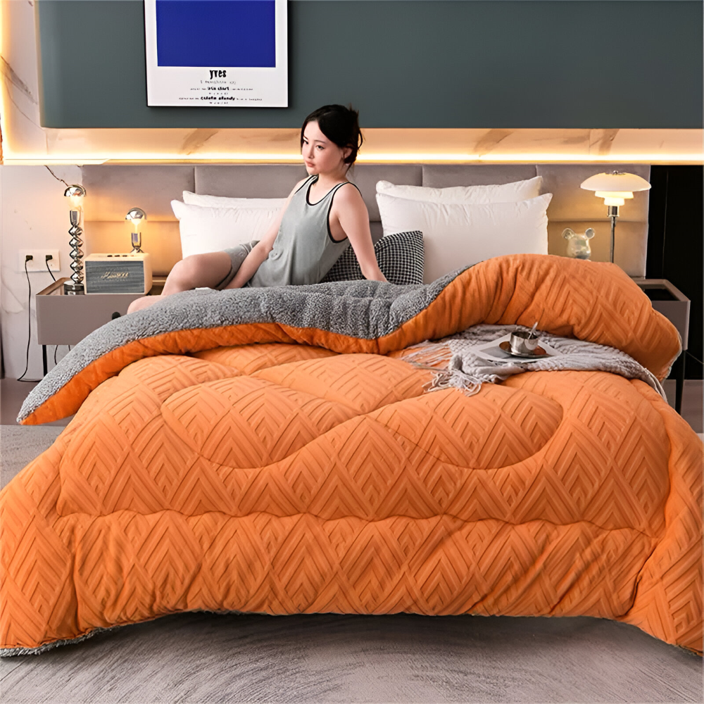 Gemütliche Dicke Sherpa Fleece Bettdecke mit Gestepptem Innenfutter für Ultimativen Komfort