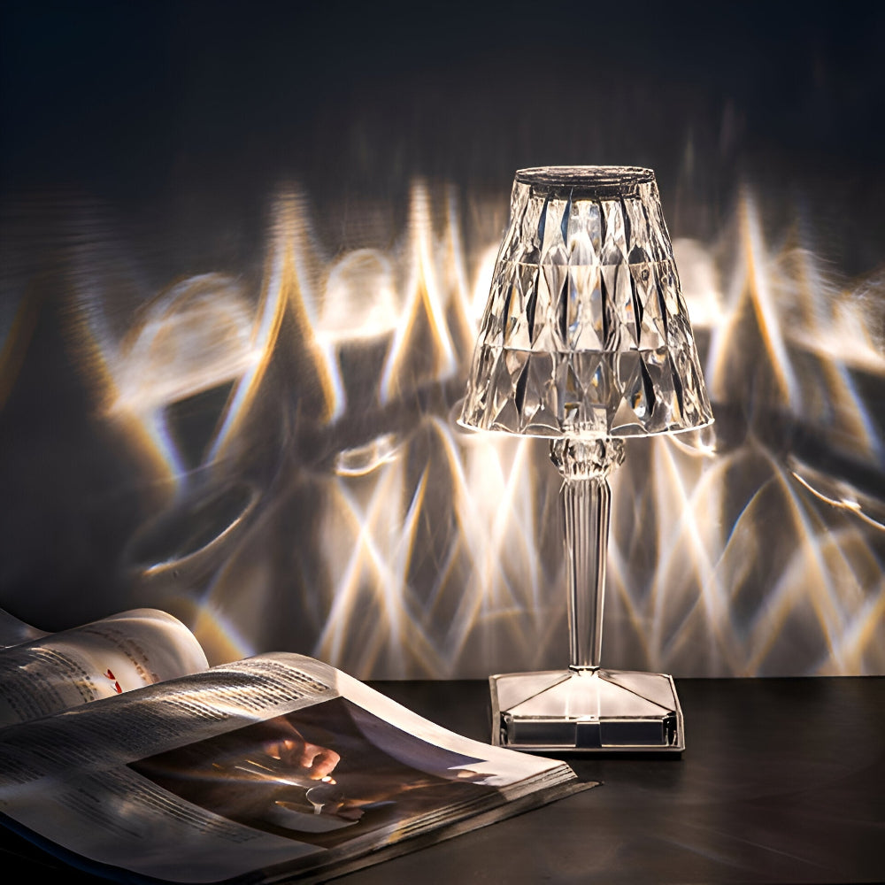 CrystalGlow - LED Kristall Tischlampe Projektion Nachtlicht