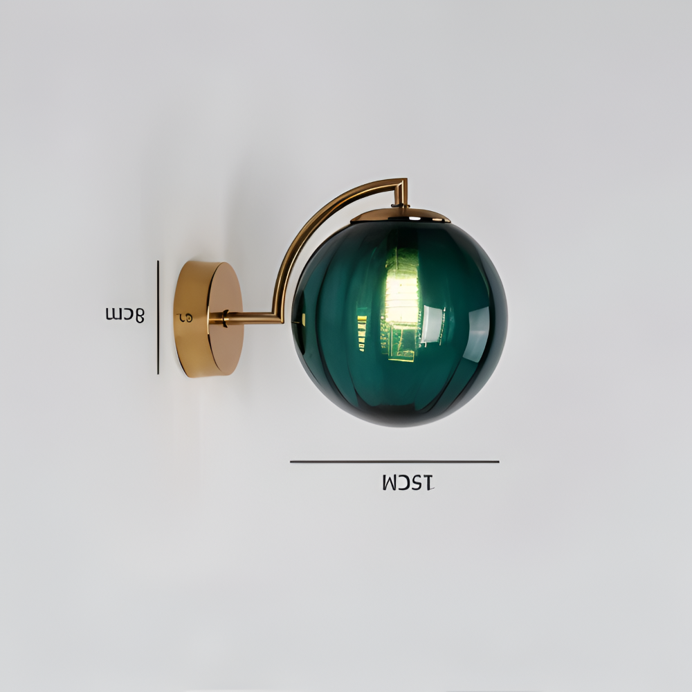 CrystalGlow Wandleuchte - Globe Leuchten Indoor - Retro Glas LED Schlafzimmer Wandleuchte
