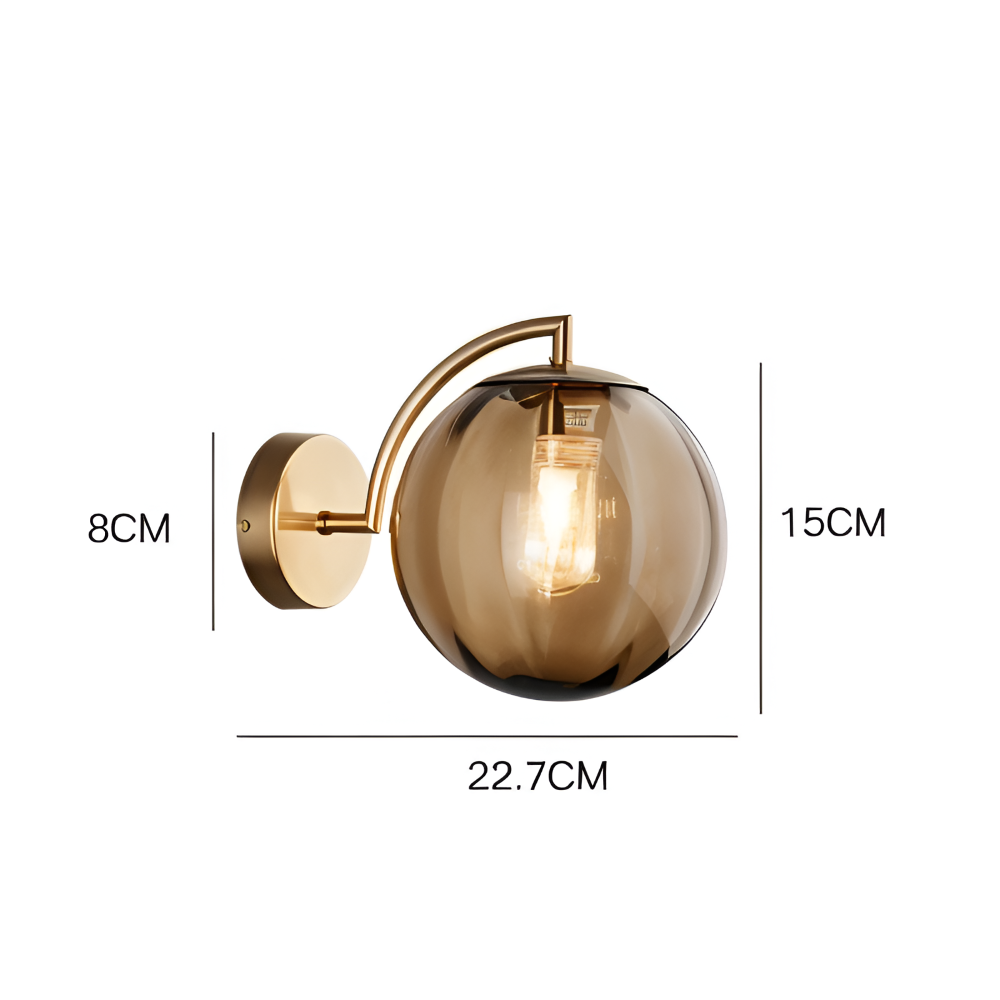 CrystalGlow Wandleuchte - Globe Leuchten Indoor - Retro Glas LED Schlafzimmer Wandleuchte