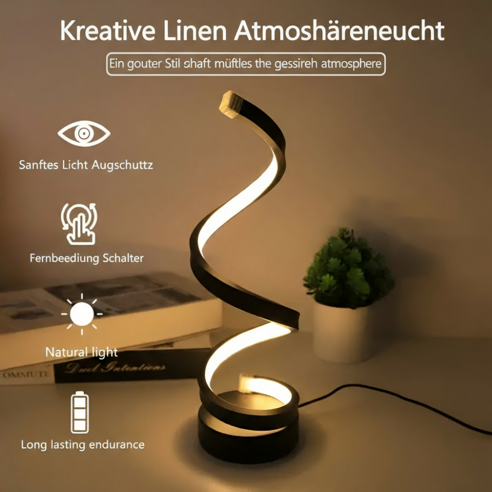 CurvaLume - Stylische Spiral Design Tischlampe - 3 Farben Einstellbare Schreibtischlampe