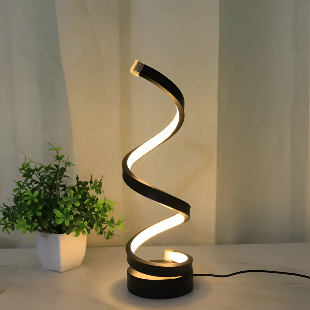 CurvaLume - Stylische Spiral Design Tischlampe - 3 Farben Einstellbare Schreibtischlampe
