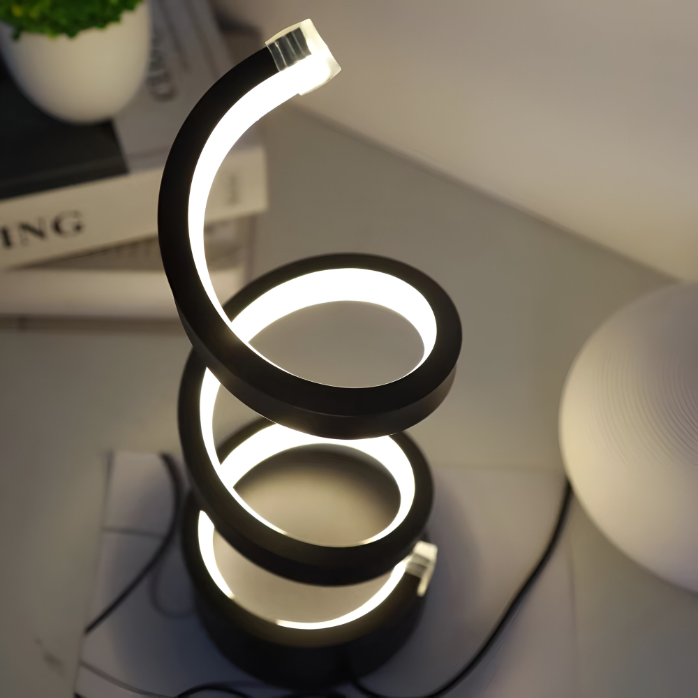 CurvaLume - Stylische Spiral Design Tischlampe - 3 Farben Einstellbare Schreibtischlampe