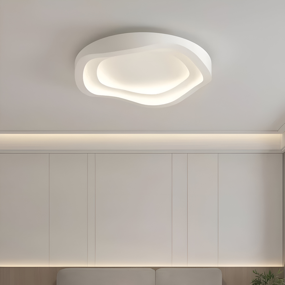 Kurvige Weiße Deckenleuchte - Minimalistische, Dimmbare, Flächenbündige LED Lampe
