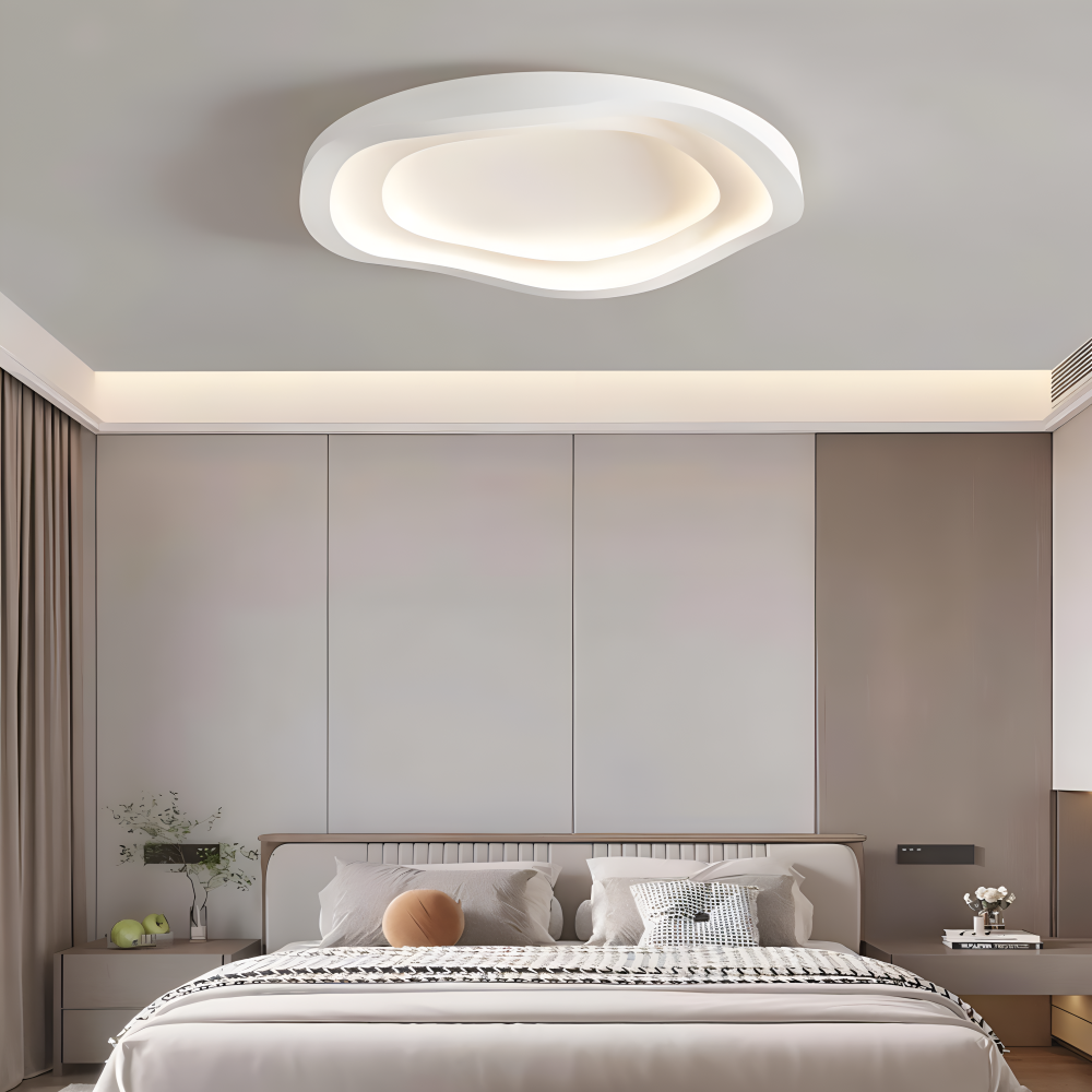Kurvige Weiße Deckenleuchte - Minimalistische, Dimmbare, Flächenbündige LED Lampe