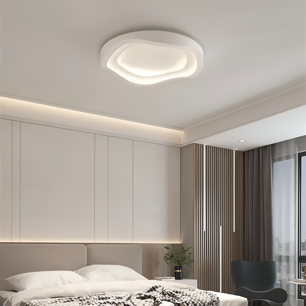 Kurvige Weiße Deckenleuchte - Minimalistische, Dimmbare, Flächenbündige LED Lampe