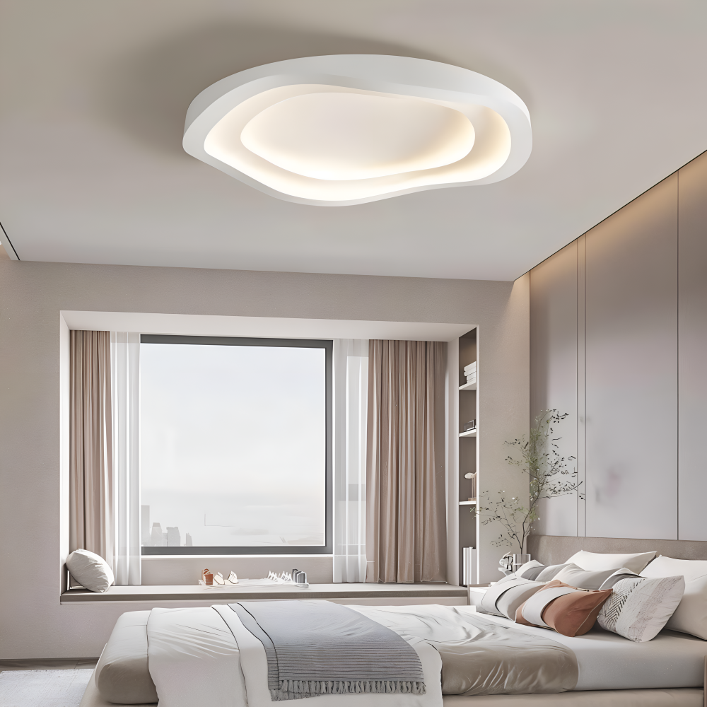 Kurvige Weiße Deckenleuchte - Minimalistische, Dimmbare, Flächenbündige LED Lampe