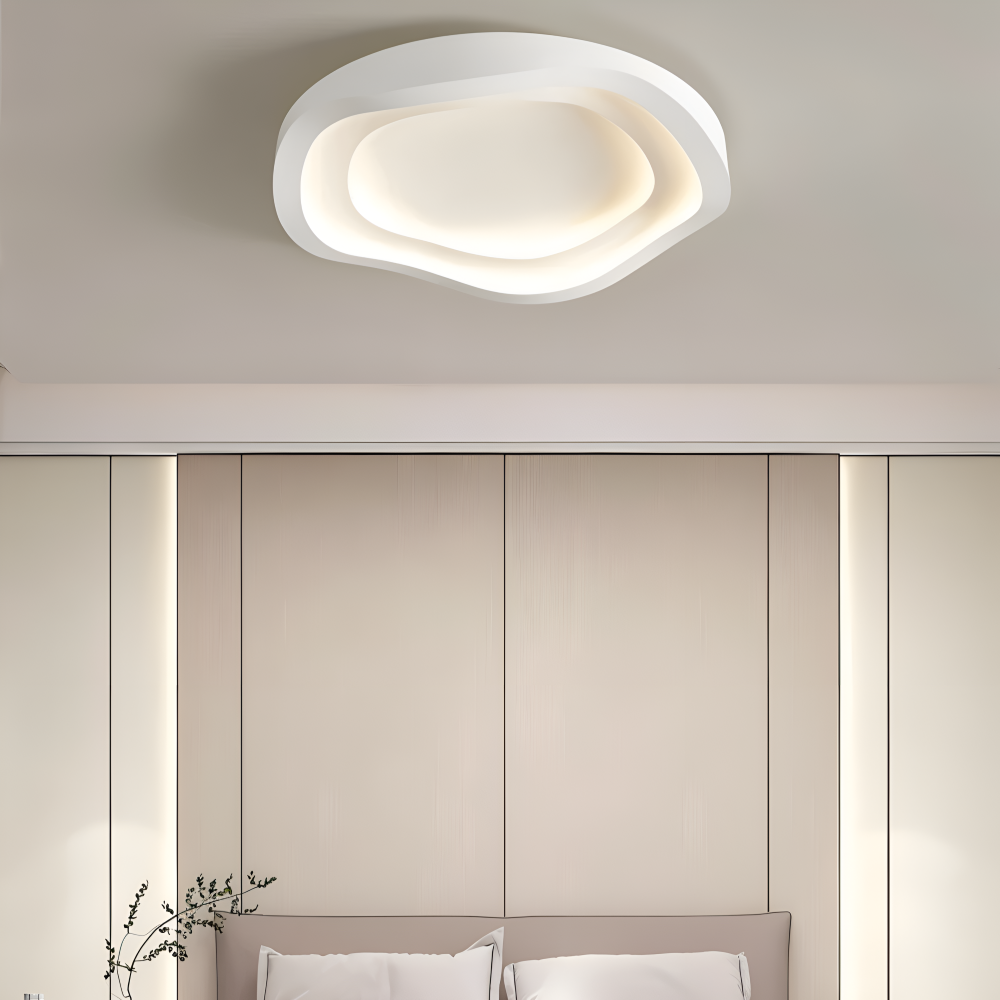 Kurvige Weiße Deckenleuchte - Minimalistische, Dimmbare, Flächenbündige LED Lampe
