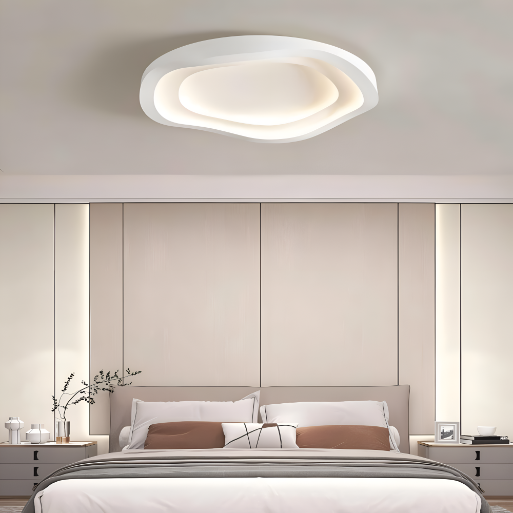Kurvige Weiße Deckenleuchte - Minimalistische, Dimmbare, Flächenbündige LED Lampe