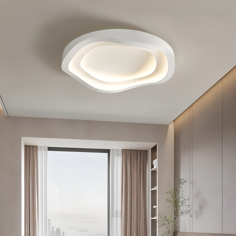 Kurvige Weiße Deckenleuchte - Minimalistische, Dimmbare, Flächenbündige LED Lampe