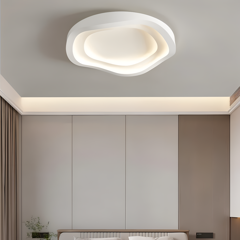 Kurvige Weiße Deckenleuchte - Minimalistische, Dimmbare, Flächenbündige LED Lampe