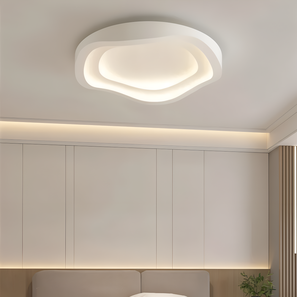 Kurvige Weiße Deckenleuchte - Minimalistische, Dimmbare, Flächenbündige LED Lampe