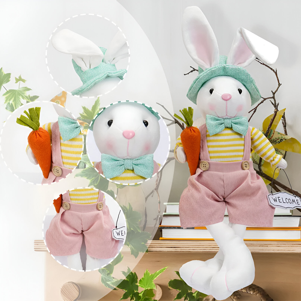 CushBunnie - Weicher Stoff Osterhase - Liebenswerte Osterdeko
