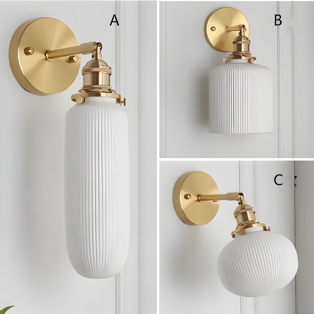 CyRibbed Wandleuchte - Keramik Wandleuchte - Gerippte Weiße Wandleuchte Design - Wandleuchten LED