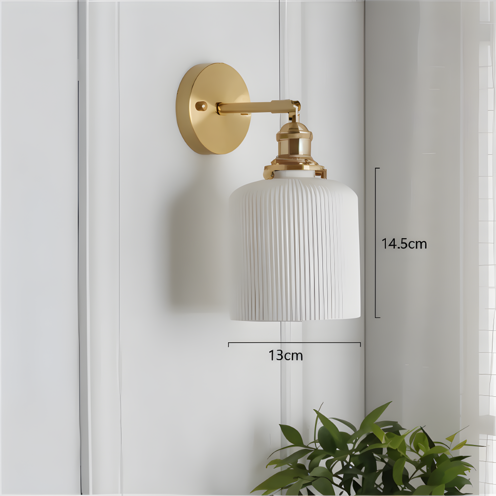 CyRibbed Wandleuchte - Keramik Wandleuchte - Gerippte Weiße Wandleuchte Design - Wandleuchten LED