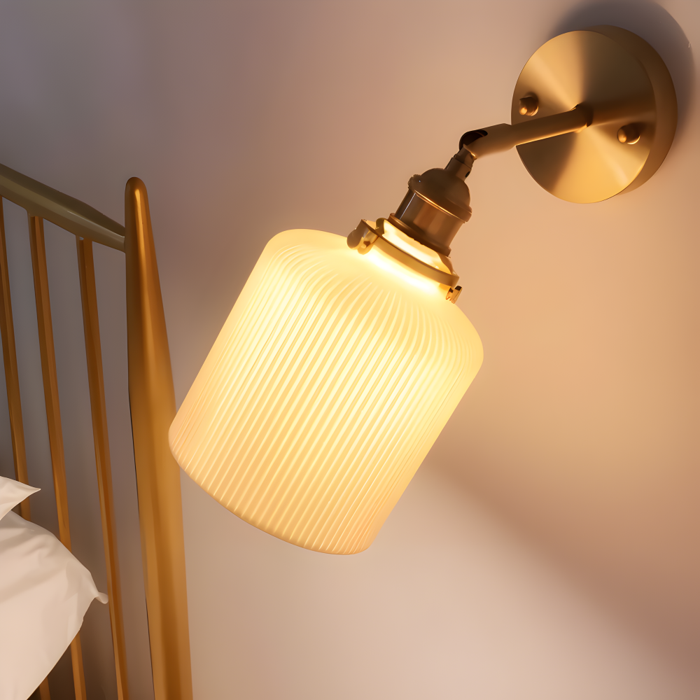CyRibbed Wandleuchte - Keramik Wandleuchte - Gerippte Weiße Wandleuchte Design - Wandleuchten LED