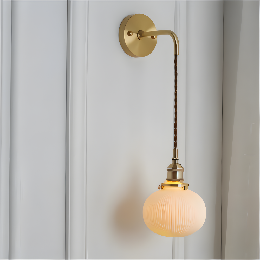 CyRibbed Wandleuchte - Keramik Wandleuchte - Gerippte Weiße Wandleuchte Design - Wandleuchten LED