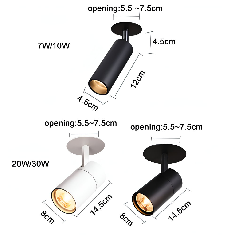 CylindraBright Spotlights - Schwarze und Weiße LED Deckeneinbauleuchten