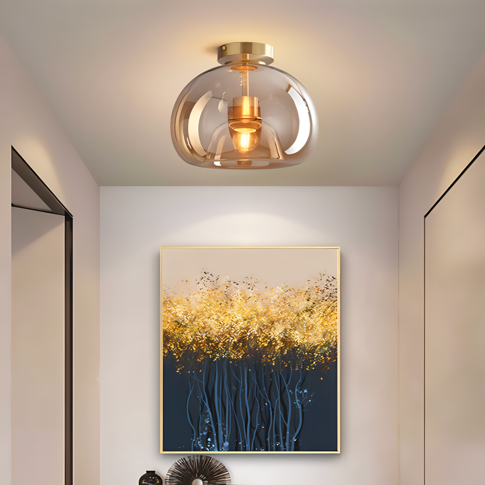 DecoRound Deckenleuchte - Semi Flush Mount Schwarz Gold Runde Glas LED Deckenleuchte