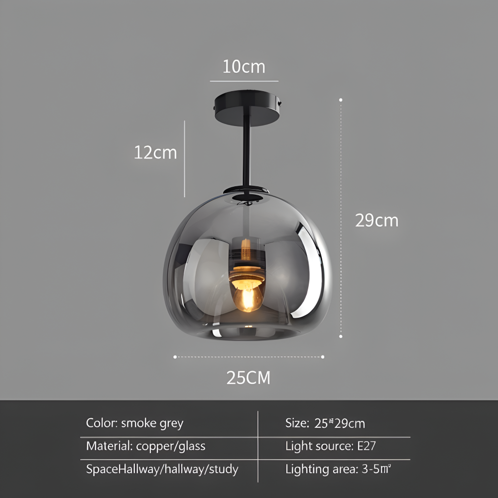 DecoRound Deckenleuchte - Semi Flush Mount Schwarz Gold Runde Glas LED Deckenleuchte