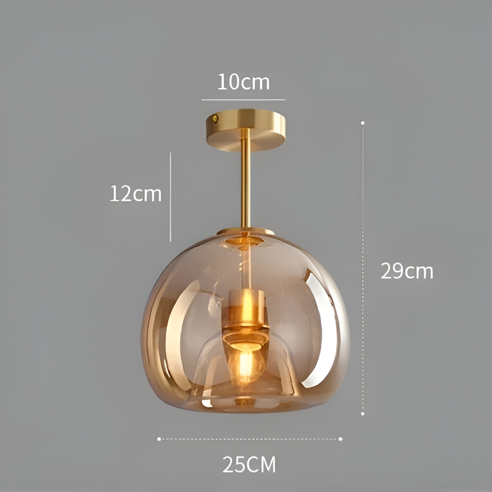 DecoRound Deckenleuchte - Semi Flush Mount Schwarz Gold Runde Glas LED Deckenleuchte
