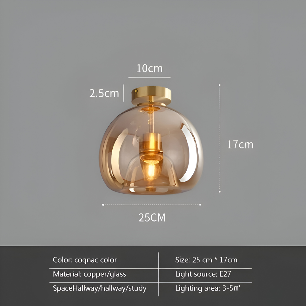 DecoRound Deckenleuchte - Semi Flush Mount Schwarz Gold Runde Glas LED Deckenleuchte
