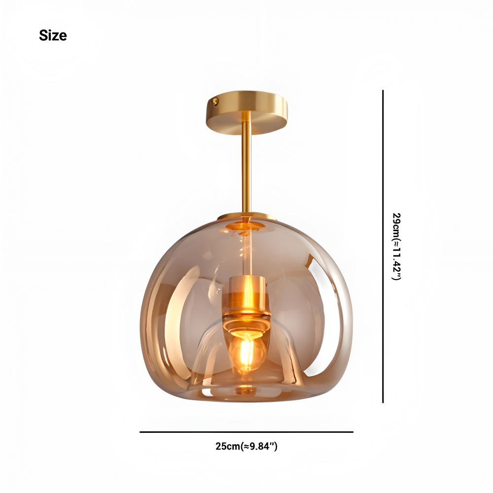 DecoRound Deckenleuchte - Semi Flush Mount Schwarz Gold Runde Glas LED Deckenleuchte