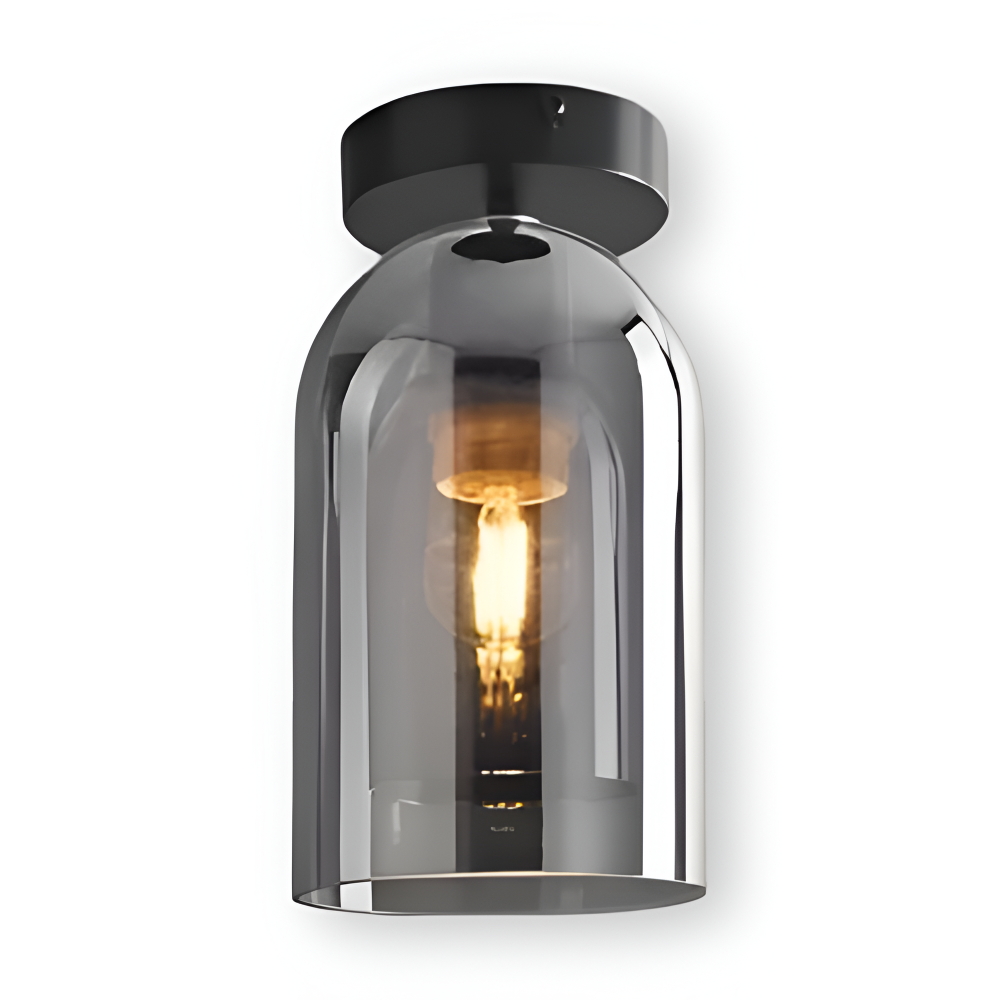 DecoRound Deckenleuchte - Semi Flush Mount Schwarz Gold Runde Glas LED Deckenleuchte