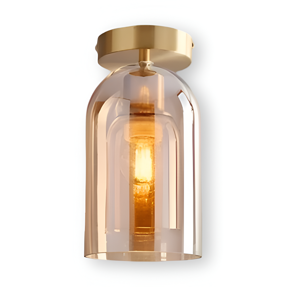 DecoRound Deckenleuchte - Semi Flush Mount Schwarz Gold Runde Glas LED Deckenleuchte