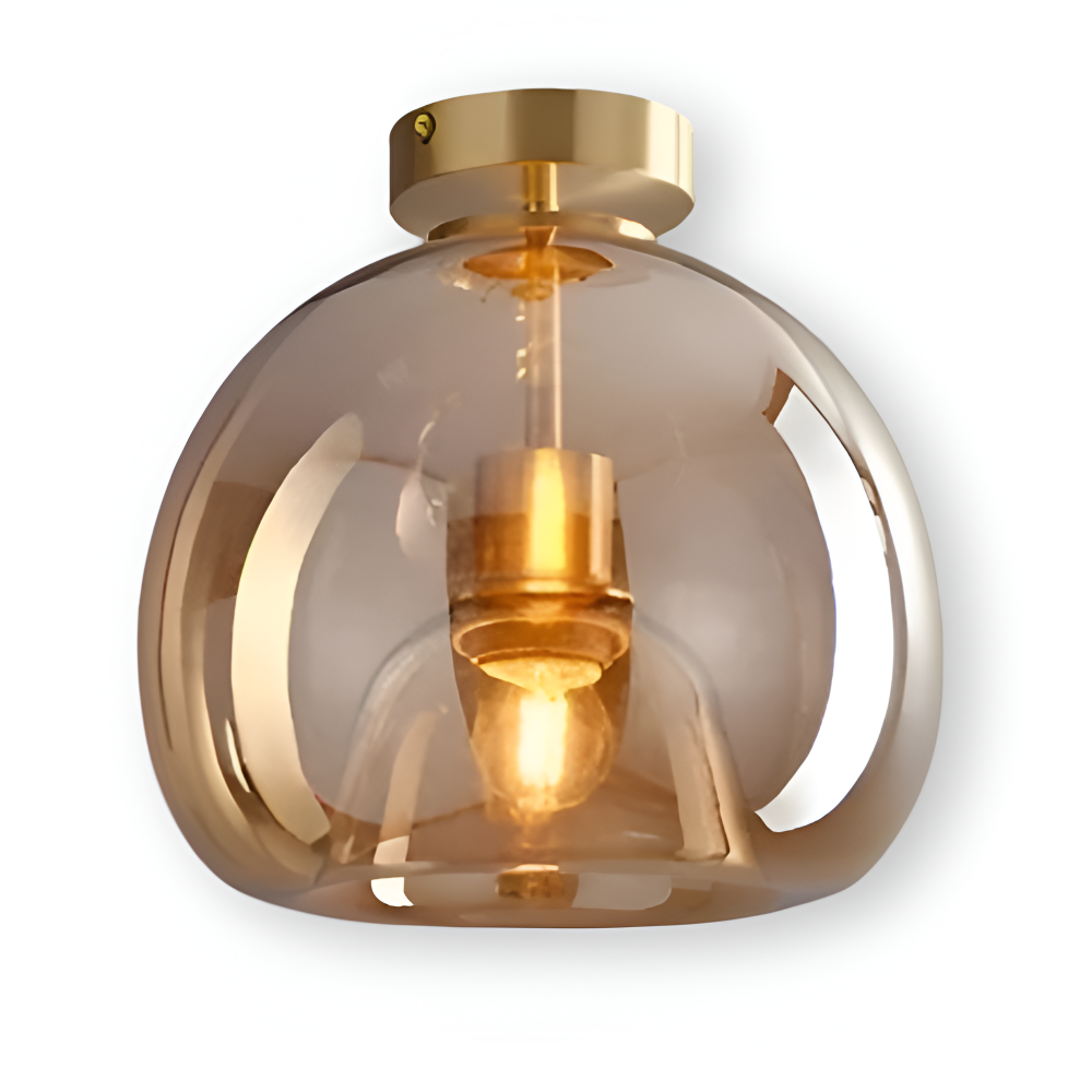 DecoRound Deckenleuchte - Semi Flush Mount Schwarz Gold Runde Glas LED Deckenleuchte