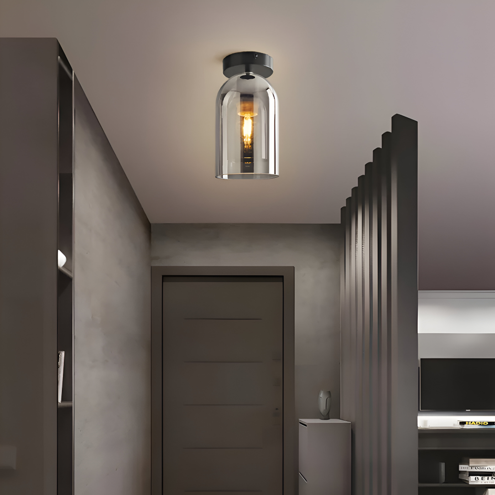 DecoRound Deckenleuchte - Semi Flush Mount Schwarz Gold Runde Glas LED Deckenleuchte