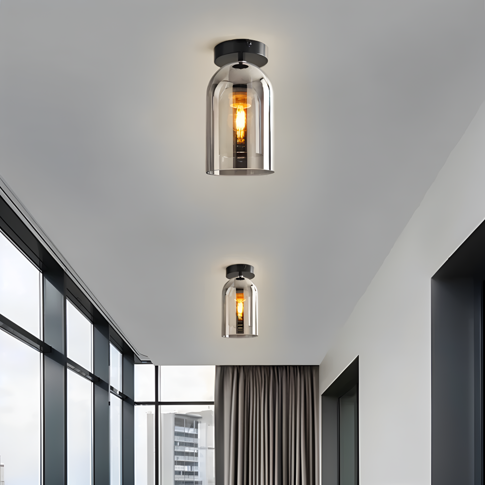 DecoRound Deckenleuchte - Semi Flush Mount Schwarz Gold Runde Glas LED Deckenleuchte