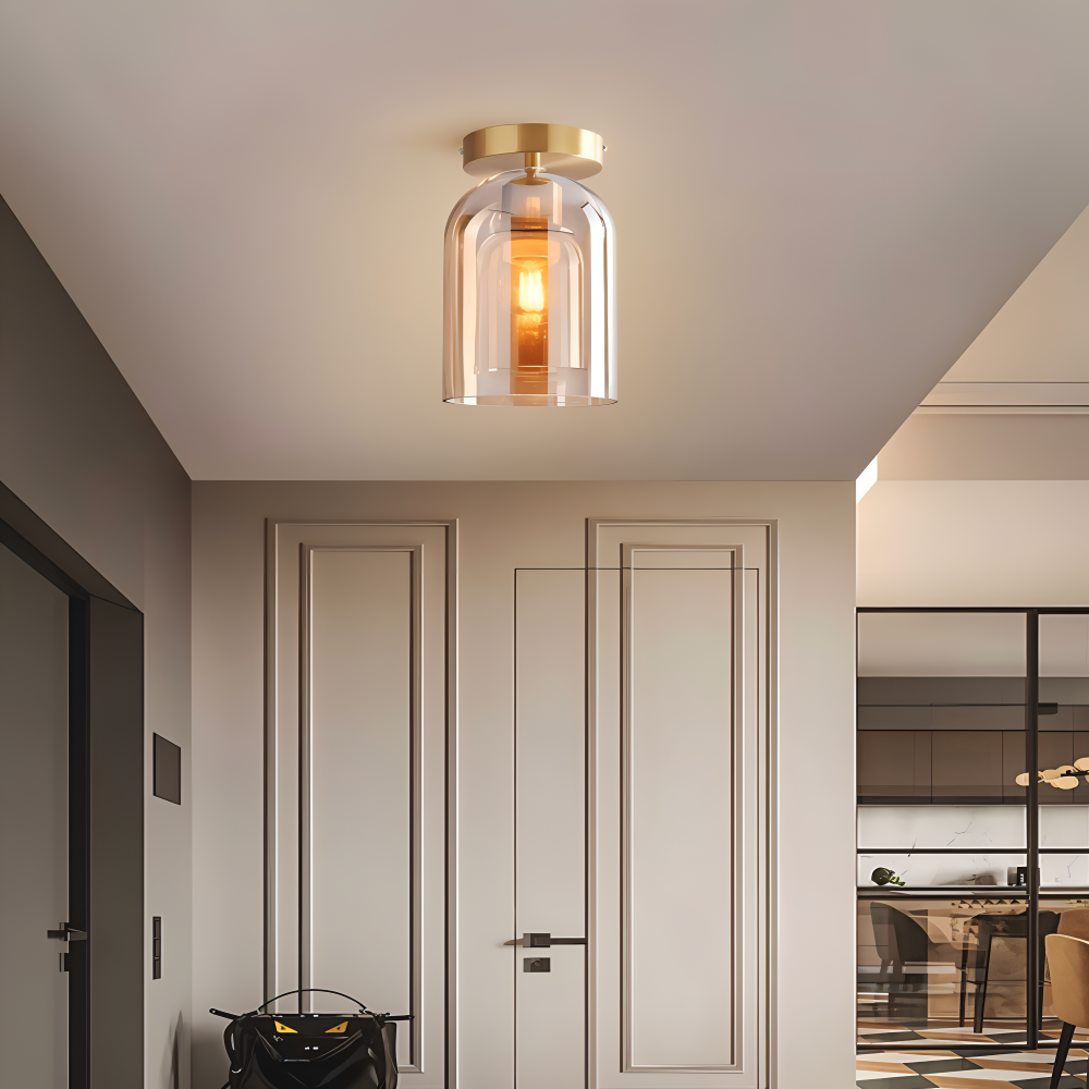 DecoRound Deckenleuchte - Semi Flush Mount Schwarz Gold Runde Glas LED Deckenleuchte