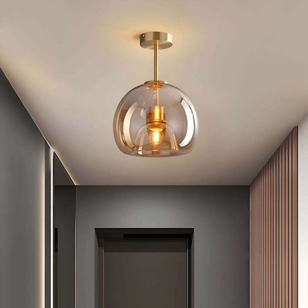 DecoRound Deckenleuchte - Semi Flush Mount Schwarz Gold Runde Glas LED Deckenleuchte