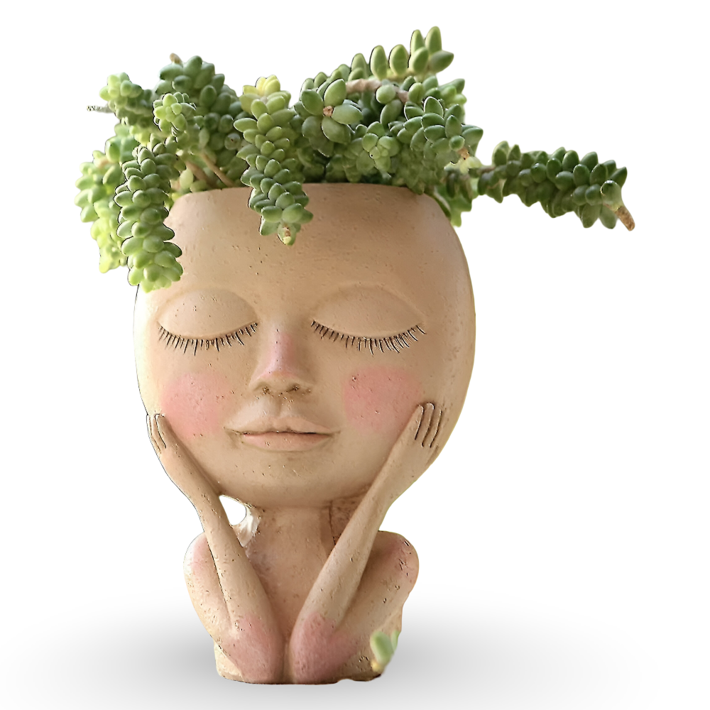 Dekorativer Harz Gesichtsblumentopf - Sukkulenten Topf für Innen und Außengarten Dekor, einzigartiges Tischornament