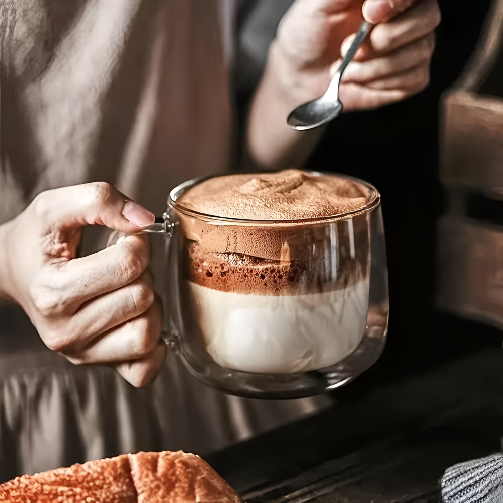 Kaffeetassen Doppelwandig 300 ml – Borosilikatglas Becher Set für Cappuccino & Tee, (2/4/6) Stück