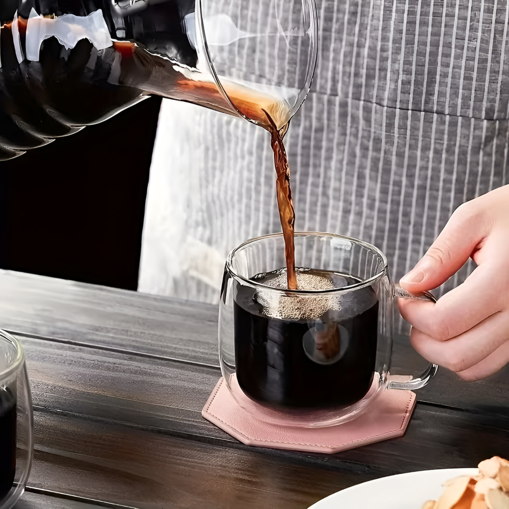 Kaffeetassen Doppelwandig 300 ml – Borosilikatglas Becher Set für Cappuccino & Tee, (2/4/6) Stück