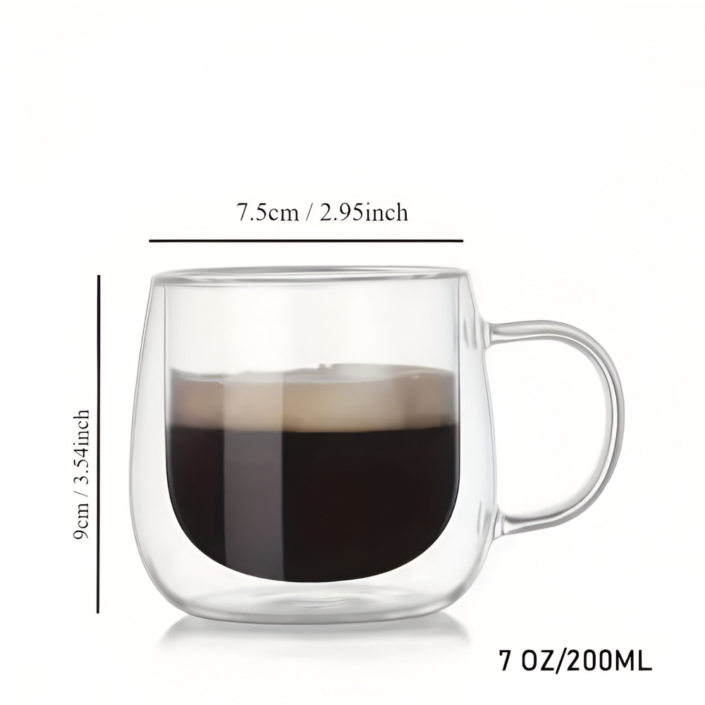 Kaffeetassen Doppelwandig 300 ml – Borosilikatglas Becher Set für Cappuccino & Tee, (2/4/6) Stück