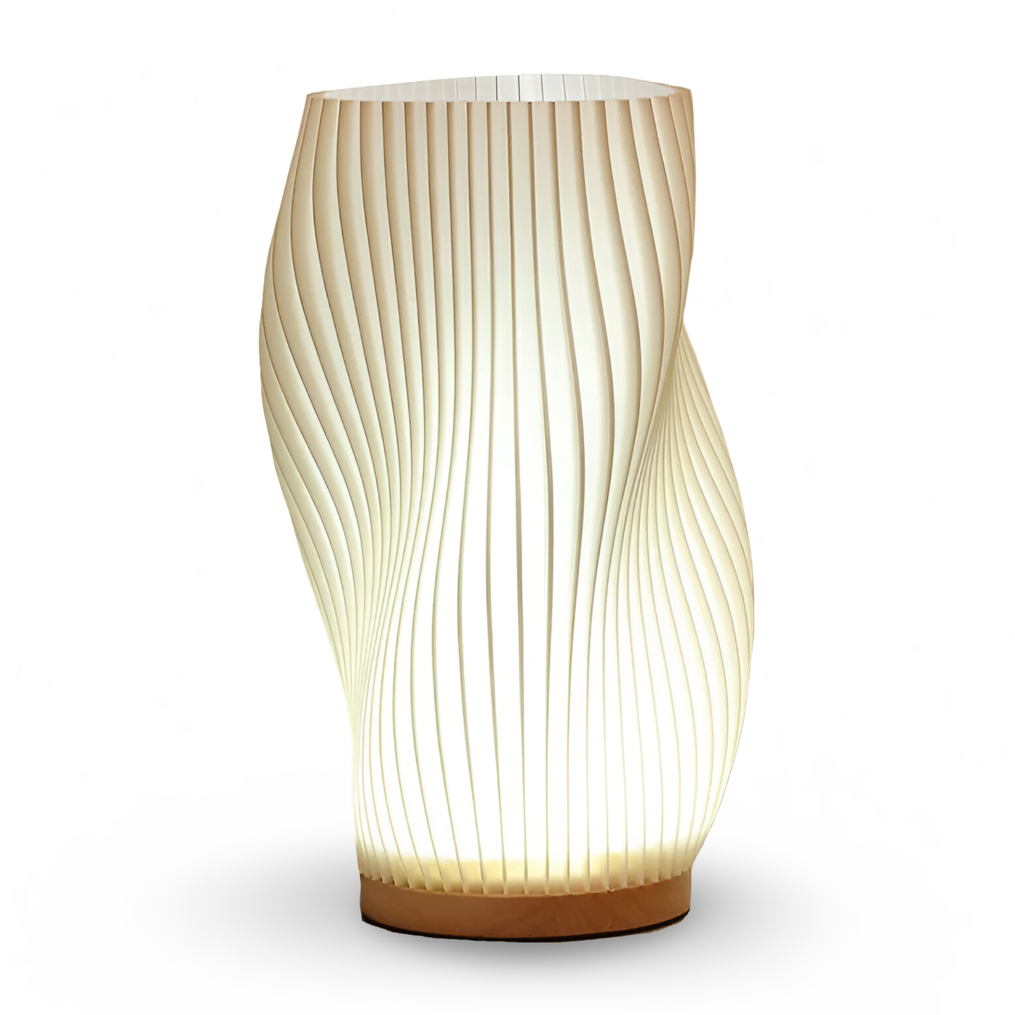 DreamWave - Moderne cremefarbene 3D-Wellenlampe mit elegantem Metallsockel