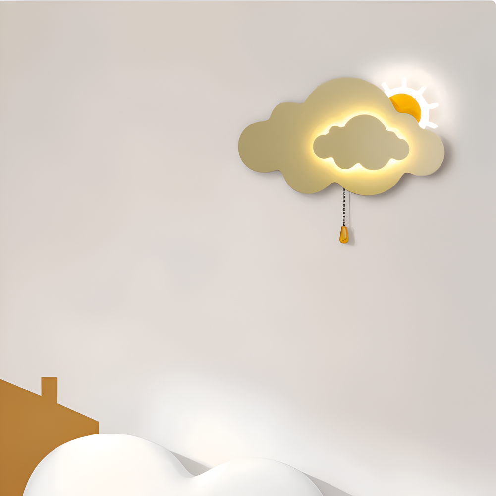 DreamyFloat Wandleuchte - Lebendige Wolken und Sonne LED Wandlampe - Kinderzimmerbeleuchtung
