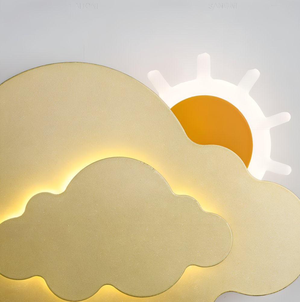 DreamyFloat Wandleuchte - Lebendige Wolken und Sonne LED Wandlampe - Kinderzimmerbeleuchtung