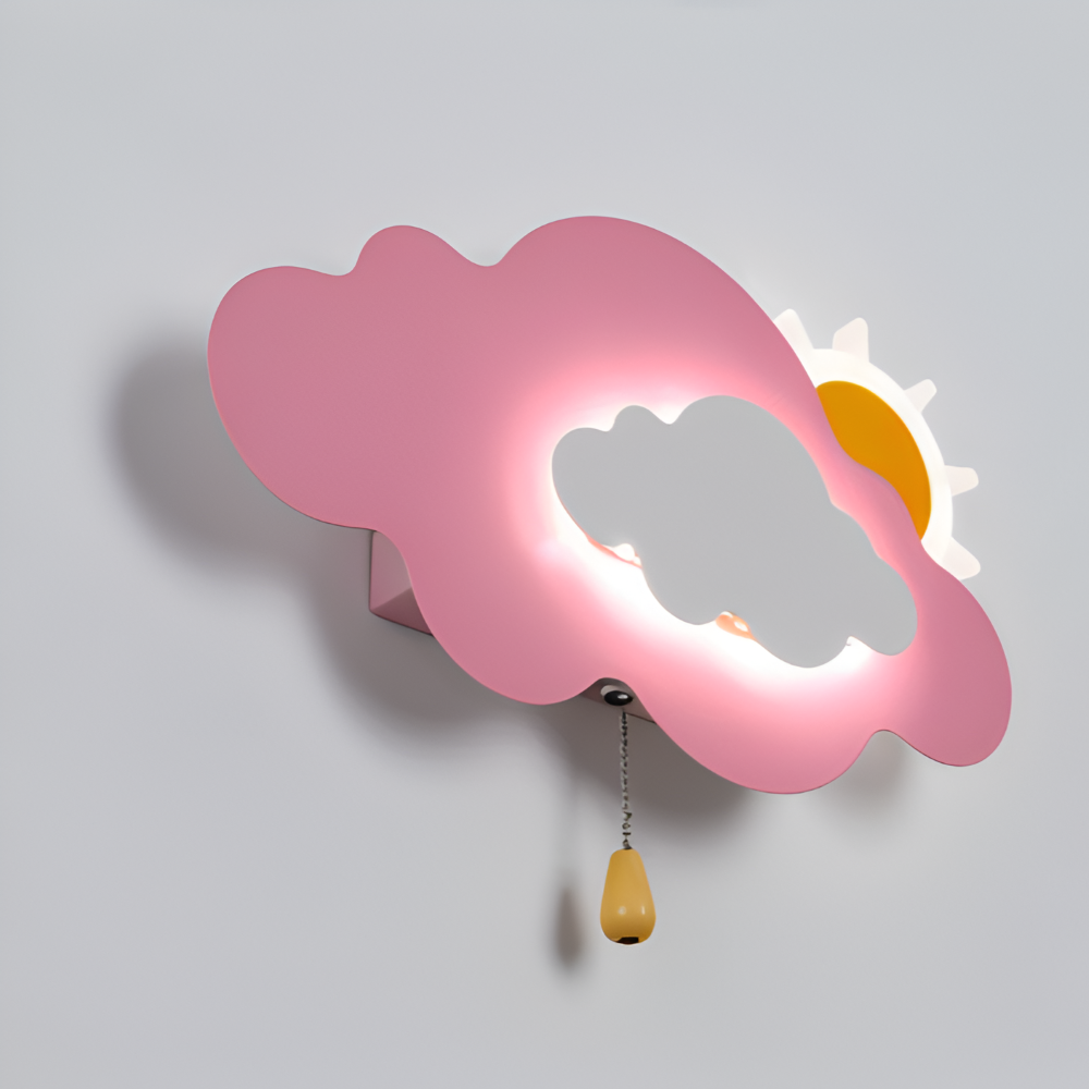 DreamyFloat Wandleuchte - Lebendige Wolken und Sonne LED Wandlampe - Kinderzimmerbeleuchtung